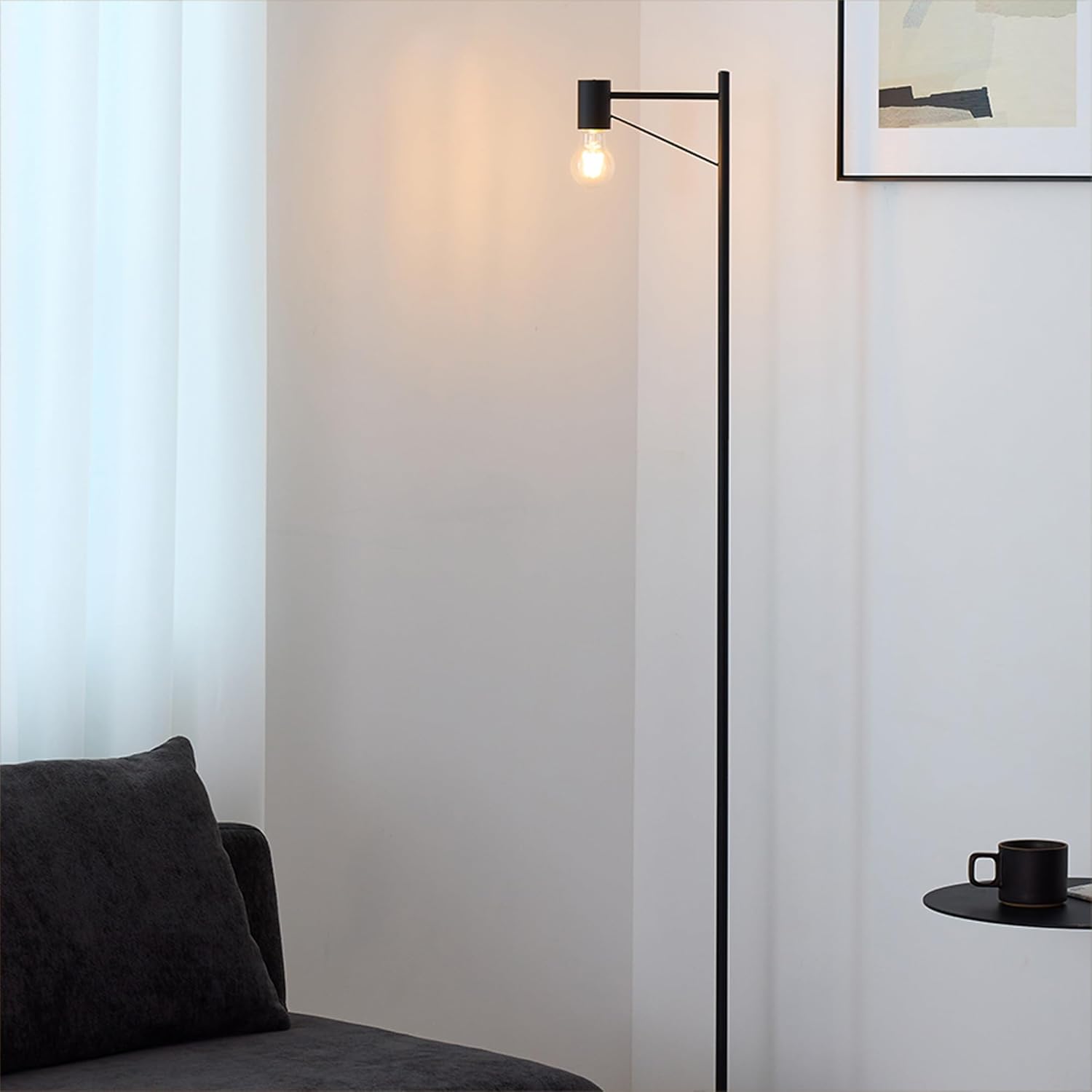 VENTOTA フロアライト LED フロアランプ フロアスタンド 間接照明 照明 電気 電球色 昼白色 昼光色 寝室 和室 玄関 廊下 居間用 食卓用 電球交換可能 北欧 シンプル おしゃれ 調光調色 リモコン式電球同時購入可能 smlia-f (ブラック, 本体のみ（電球/リモコン付属なし）)